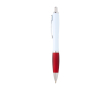 Gebogen balpen van gerecycled plastic met grip, zwarte inkt kleur rood