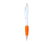 Gebogen balpen van gerecycled plastic met grip, zwarte inkt kleur oranje