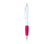 Gebogen balpen van gerecycled plastic met grip, zwarte inkt kleur roze