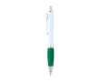 Gebogen balpen van gerecycled plastic met grip, zwarte inkt kleur groen