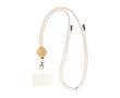 Lanyard en badgehouder van katoenen koord met bamboedetail kleur khaki
