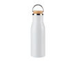 Fles van gerecycled roestvrij staal met bamboedop en handvat, 500 ml kleur wit