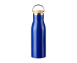 Fles van gerecycled roestvrij staal met bamboedop en handvat, 500 ml kleur blauw