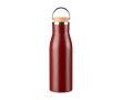 Fles van gerecycled roestvrij staal met bamboedop en handvat, 500 ml kleur bordeaux