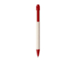 Pen van melkachtig karton met gekleurde details, blauwe inkt kleur rood
