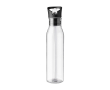 RPET-fles met zwarte dop, inclusief opvouwbare tuit, 730 ml kleur doorzichtig