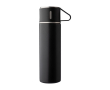 Thermosfles met dubbele wand van rvs, 420 ml, met 2 kopjes van 150 ml kleur zwart