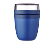 Mini plastic lunchbox met dubbele compartimenten 420 ml Mepal Ellipse kleur marineblauw