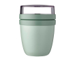 Mini plastic lunchbox met dubbele compartimenten 420 ml Mepal Ellipse kleur groen