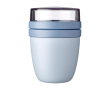 Mini plastic lunchbox met dubbele compartimenten 420 ml Mepal Ellipse kleur blauw