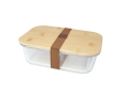 Glazen lunchbox met bamboe deksel en siliconen afdichting 1 L kleur bruin