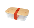 Glazen lunchbox met bamboe deksel en siliconen afdichting 1 L kleur zalm