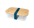 Glazen lunchbox met bamboe deksel en siliconen afdichting 1 L kleur cyaan blauw