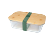 Glazen lunchbox met bamboe deksel en siliconen afdichting 1 L kleur pastel groen