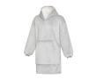 Fleece badjas met capuchon van polyester en voorvak kleur grijs