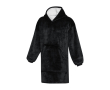 Fleece badjas met capuchon van polyester en voorvak kleur zwart