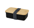 Gerecyclede plastic lunchbox met bamboedeksel 500ml kleur zwart