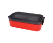 Lunchbox van plastic met bijpassend bestek en ruim compartiment kleur rood