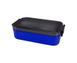 Lunchbox van plastic met bijpassend bestek en ruim compartiment kleur blauw