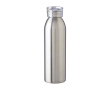 Gerecyclede rvs fles met dop en bijpassende draagriem, 650 ml kleur zilver