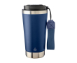RVS thermosbeker met bijpassende band en zwarte deksel, 500 ml kleur marineblauw