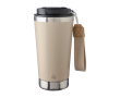 RVS thermosbeker met bijpassende band en zwarte deksel, 500 ml kleur beige