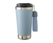 RVS thermosbeker met bijpassende band en zwarte deksel, 500 ml kleur pastel blauw