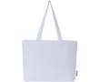 Katoenen totebag met ritssluiting en lange hengsels 320 g/m2 kleur wit