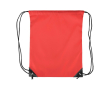 Polyester rugzakje met zwarte hoeken en koorden kleur rood