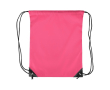Polyester rugzakje met zwarte hoeken en koorden kleur roze