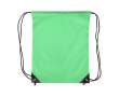 Polyester rugzakje met zwarte hoeken en koorden kleur lichtgroen