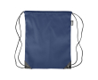 Polyester RPET rugzakje met zwarte hoeken en koorden kleur blauw