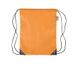 Polyester RPET rugzakje met zwarte hoeken en koorden kleur oranje