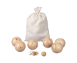 Jeu de boules set met houten ballen in een katoenen zak kleur bruin