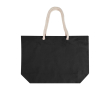 Strandtas van gerecycled katoen met touwhengsels 270 g/m² kleur zwart