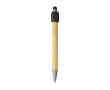 2-in-1 bamboe pen met touchfunctie en spinner blauwschrijvend kleur zwart