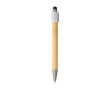 2-in-1 bamboe pen met touchfunctie en spinner blauwschrijvend kleur wit
