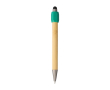 2-in-1 bamboe pen met touchfunctie en spinner blauwschrijvend kleur groen