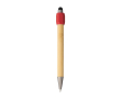 2-in-1 bamboe pen met touchfunctie en spinner blauwschrijvend kleur rood