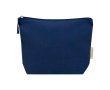 Toilettas van biologisch katoen met vak en rits 1L 180 g/m2 kleur marineblauw