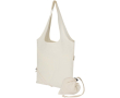 Opvouwbare tote bag met trekkoord van gerecycled katoen 140 g/m2 kleur naturel