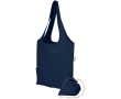Opvouwbare tote bag met trekkoord van gerecycled katoen 140 g/m2 kleur marineblauw