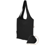 Opvouwbare tote bag met trekkoord van gerecycled katoen 140 g/m2 kleur zwart