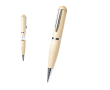 Ecologische USB-pen van hout, draaibaar en met blauwe inkt kleur hout