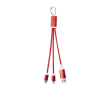 4-in-1 oplaadkabel van gerecycled aluminium met sleutelhanger kleur rood