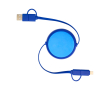 Intrekbare datasync-kabel van plastic en aluminium kleur koningsblauw