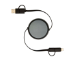 Intrekbare datasync-kabel van plastic en aluminium kleur zwart