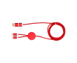 Laadkabel van gerecycled plastic en aluminium met datasync 5-in-1 kleur rood