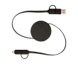 Snellaad- en datasync-kabel van gerecycled plastic 5-in-1 kleur zwart
