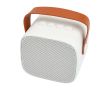 Draadloze luidspreker van gerecycled plastic met leren band 3W kleur wit